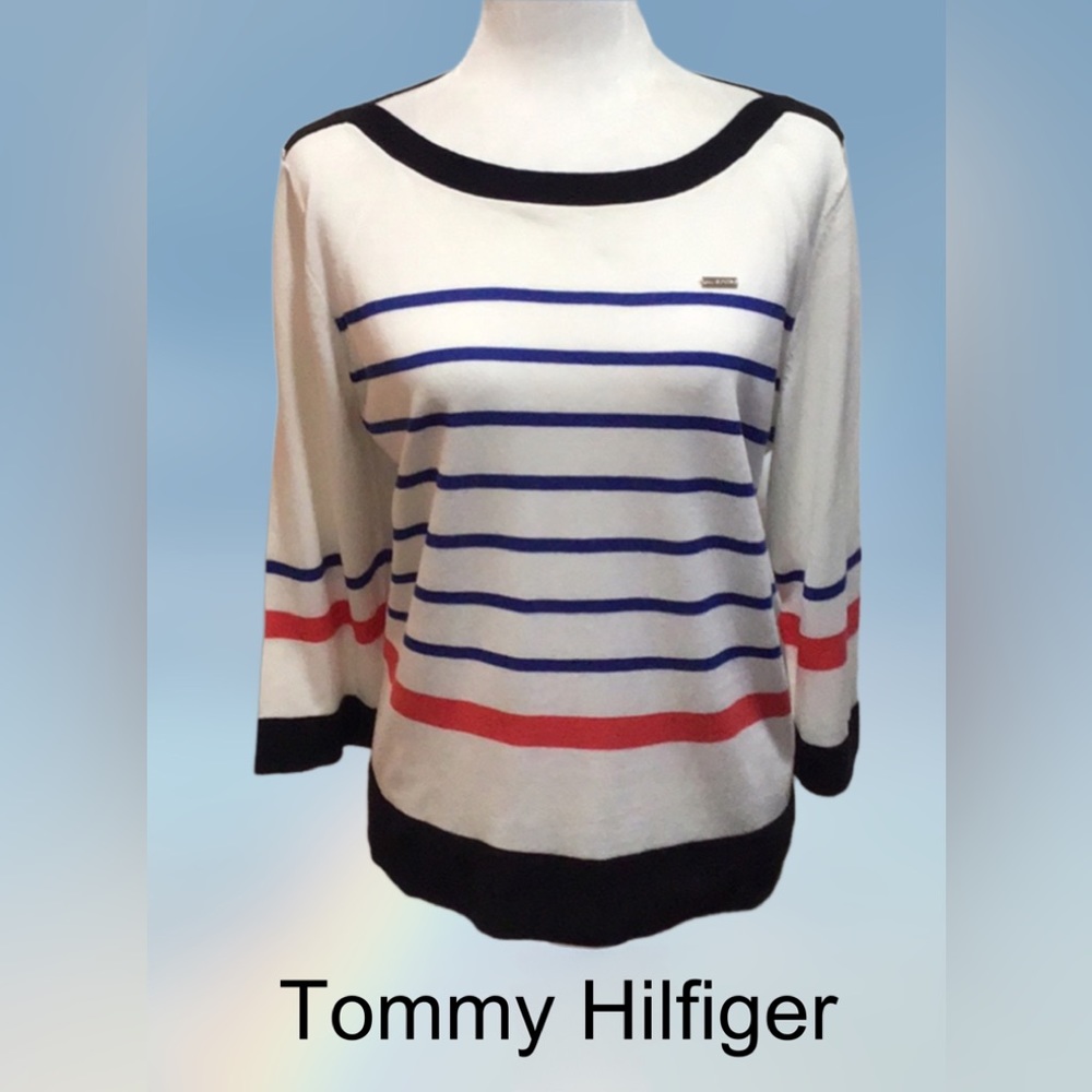 NWT Tommy Hilfiger Sail Away Lightweight Sweater, BoatNeck, 3/4 Sleeves, Size XL